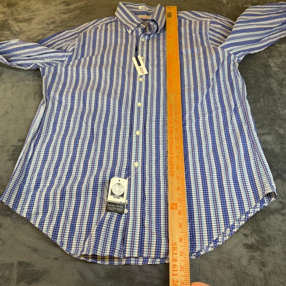 IZOD Long Sleeve Plaid Button Up Shirt Blue Purple Mens Size 16.5 32/33 NWT - Picture 9 of 11